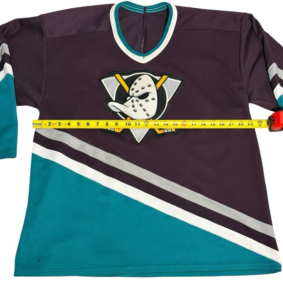 Vintage CCM Mighty Ducks Hockey Jersey XL Anaheim Teal Purple Disney NHL Retro - Picture 6 of 8